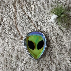 Futuristic crossbody Iridescent Alien Face Crossbody transparent, see-through fe